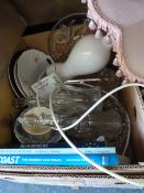 Box containing Glass Decanters - Table Lamps etc
