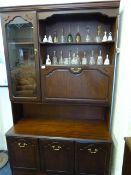 Mahogany Wall Unit with Glazed Door with Drinks Compartment