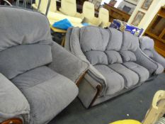 Blue 3 Piece Suite comprising of 3 Seat Sofa - Easy Chair & Swivel Reclining Chair