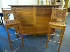 Eucalyptus Hardwood Garden Bar with 2 Matching Stools