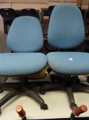 Pair of Turquoise Operator's Gas Lift Chairs