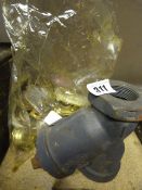 2 Brass Valves - 1 Steel Filter & Bag Containing Door Furniture