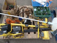 Pallet Containing Extension Leads - Festoon Lighting - Halogen Work Lamps etc
