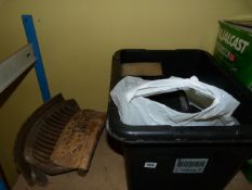 Box Containing Wellington Boots - Gardening Tools - Fire Grates etc