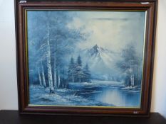 Oil on Canvas Depicting an Alpine Scene