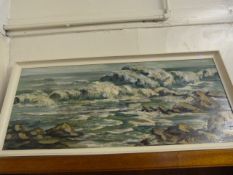 Framed Oil on Board Depicting Coastal Scene