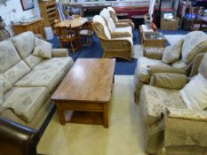 Beige & Fawn 3 Piece Suite comprising of 3 Seat Settee - Matching Easy Chair & Reclining Chair