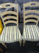 2 Painted High Back Kitchen Chairs with Upholstered Seats