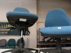 Pair of Turquoise Operator's Gas Lift Chairs