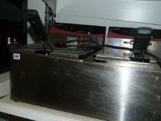 Panthion Electric Counter Top 2 Basket 2 Compartment Fryer