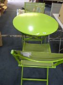 Green Circular Folding Patio Table & 2 Chairs