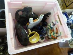 Box containing China Horses  etc