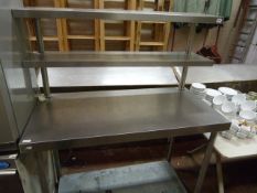 Stainless Steel Preparation Table with Under Shelf & 2 Shelves to Rear