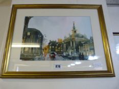 Gilt Framed Water Colour Depicting The Centre of Beverley