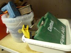 2 Boxes Containing Hand Tools - Axe - Electric Stapler - Company Seals etc