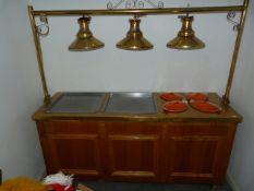 Brass Topped Carvery Unit with 4 Inserts & Lamps Over