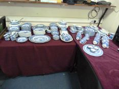 Large Quantity of Mixed Blue & White Dinnerware