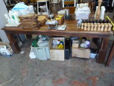 Large Teak & Iron Rectangular Table