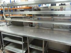 Large Stainless Steel Servery Unit with Under Shelf & Heated Shelf to Rear Ref HL 133