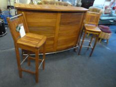 Teak Bar complete with 2 Teak Bar Stools