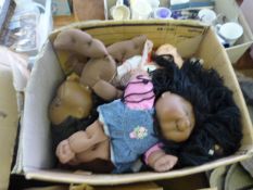 Box containing Cabbage Patch & Other Dolls