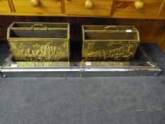 Chrome Fire Curb & 2 Brass Magazine Racks