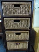 Mahogany & Wicker 4 Drawer Tidy