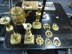 Brass Candle Sticks, Kettle etc