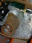 Box Containing Decorative Items - Balance Scales - Glassware - Crockery etc