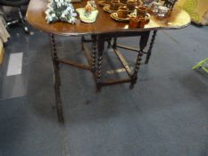 Oak Drop Leaf Table with Barley Twist Legs