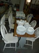 7 Rectangular & 2 Square Oak Topped Refectory Style Tables with Painted Bases