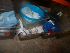 Assorted Plastic Bain Marie Inserts Containing Kitchen Sundries etc