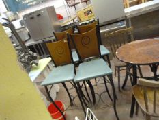 3 High Seat Tubular Bar Stools with Upholstered Seats & Wood Backs