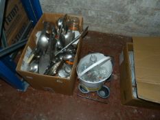 Box Containing Kilner Jars - Stainless Steel Cookware etc