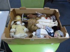Box containing Porcelain Headed Dolls