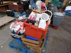 Pallet Containing Child's Battery Operated Quad - Lloyd Loom Style Chair etc