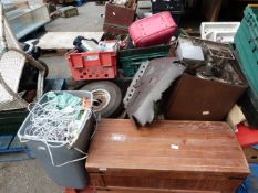 Pallet Containing Pink Trunk Box - Early Television Set - Toys etc