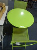 Green Circular Patio Table & 2 Chairs