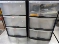 2 Plastic Drawer Units containing Assorted Kitchen Tools etc
