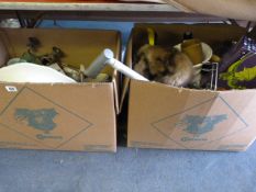 3 Boxes of Bric-a-Brac including China & Glassware - Pots - Pans etc