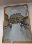 Framed Oil on Canvas Depicting A Street Scene