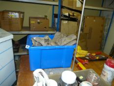 Box Containing Leather Aprons & Laboratory Stand