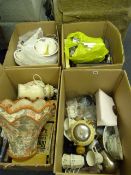 4 Boxes of Bric-a-Brac including China & Glassware - Dinner Services - Wii Game etc