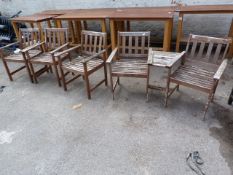 Hardwood Love Seat & 3 Armchairs