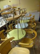 5 Circular Bar Tables on Chrome Supports with 14 Chairs