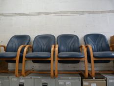 4 Bentwood Beech Framed Board Room Chair with Blue upholstered Seats and Backs