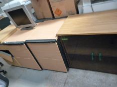 3 Stand Alone Draw Pedestals and a Cupboard Enclosed by Smoke Glass Doors