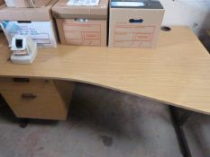 L Shaped Work Station with Right Hand Return in Light Oak and Grey Finish