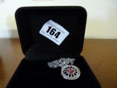 Ladies Silver Coloured Pendant with Pink Stone