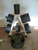Weight Tree Containing 12 x 1.25kg Weights - 8 x 2.5kg Weights - 12 x 5kg Weights - 4 x 10kg Weights